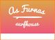 Texto: "As Furnas surfhouse" sobre fondo degradado de naranja a rosa.
