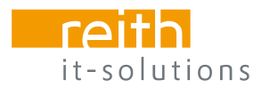 Logo mit orangem "reith" und grauem "it-solutions" Text auf weißem Hintergrund.