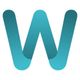 Ein blau-grünes W-Logo auf weißem Hintergrund.