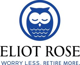 Blue owl logo with text: "Eliot Rose, Worry Less. Retire More."