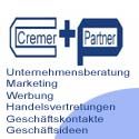 Logo mit Text: "Cremer + Partner. Unternehmensberatung, Marketing, Werbung, Geschäftsideen."