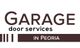 "Garage door services in Peoria." Text in bold and regular fonts with decorative lines.