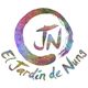 Logotipo colorido con letras "JN" y texto "El Jardín de Nuns" en un círculo artístico.