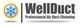 WellDuct logo with a sun and snowflake icon, text: "Professional Air Duct Cleaning".
