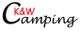 Logo mit dem Text "K&W Camping", stilvoll in Schwarz und Rot geschrieben.