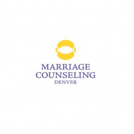 Yellow circle logo with "Marriage Counseling Denver" text below in purple.