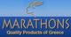 Logo mit Schrift "MARATHONS Quality Products of Greece" und griechischem Profilbild darüber.