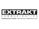 Schwarz-weißes Logo der Werbeagentur "Extrakt Kommunikation" mit Website "www.extrakt-kommunikation.de".