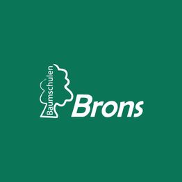 Logo von Baumschulen Brons: ein Baumumriss mit dem Text "Brons" auf grünem Hintergrund.