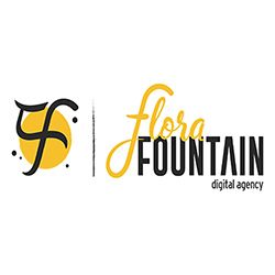Logo of Flora Fountain digital agency with stylized "F" and yellow accents.