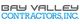 "Logo of Bay Valley Contractors, Inc. with gray and blue text on a white background."