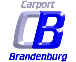 Logo mit den Buchstaben "CB" in Silber und Blau, darüber "Carport", darunter "Brandenburg".