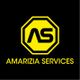 Zwart logo met gele tekst en een achtkantig symbool met letters "AS". Tekst: Amarizia Services.