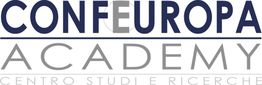 Logo di Confeuropa Academy, Centro Studi e Ricerche, scritte in blu e grigio.