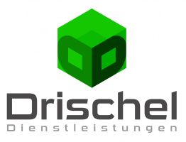 Grünes Würfellogo mit Text "Drischel Dienstleistungen" darunter.