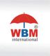 Logo with red umbrella and text: "WBM International" on a white background.