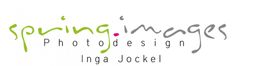 Logo mit Text: "spring.images Photodesign Inga Jockel" in grüner und grauer Schrift.
