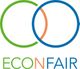 Logo mit zwei überlappenden Kreisen in Grün und Blau. Darunter steht "ECONFAIR" in Grün und Orange.
