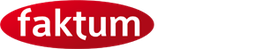 Logo mit rotem Hintergrund und dem weißen Wort "faktum" darauf.