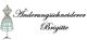 "Logo mit Schneiderpuppe und Schriftzug 'Änderungsschneiderei Brigitte' in eleganter Schrift."