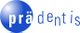 Blaues Logo "prädentis" mit weißem Text in rundem Kreis und blauem Schriftzug daneben.