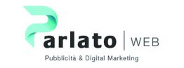Logo Parlato Web, testo: "Pubblicità & Digital Marketing" su sfondo bianco.