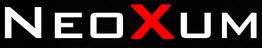 Schwarzer Hintergrund mit weißem Text "Neo", rotes "X", und "um" in Weiß.