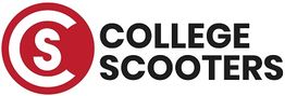 College Scooters logo: red circle with "CS" inside, next to the text in black.