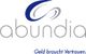 Logo mit Schriftzug "abundia". Darunter in Blau: "Geld braucht Vertrauen".