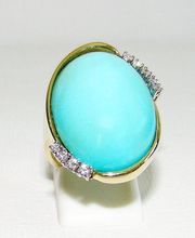 Damenring Gold 585 Türkis 0,25 ct.Brillanten Goldringe