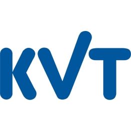 Blaues Logo mit den Buchstaben "KVT" auf weißem Hintergrund.