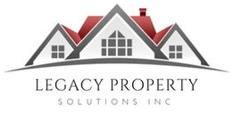 Logo of Legacy Property Solutions Inc: stylized gray and red rooftops above the company name.