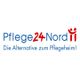Logo von Pflege24Nord mit Slogan „Die Alternative zum Pflegeheim!“ und zwei roten Figuren.
