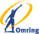 Logo van Omring: een blauw figuur met een gele cirkel op een witte achtergrond.