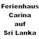 Text: "Ferienhaus Carina auf Sri Lanka", in schwarzer Schrift auf weißem Hintergrund.