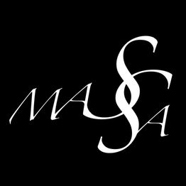 Stylized "M A & A" white text on a black background.