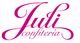 Texto en cursiva: "Juli confitería" en color rosa.