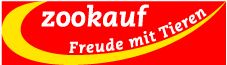 Rotes Logo "zookauf" mit gelbem Bogen, Text: "Freude mit Tieren".