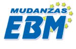 Logotipo azul de "Mudanzas EBM" con estrellas amarillas a la derecha.