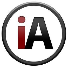 Logo mit den Buchstaben "iA" in einem schwarzen Kreis. Buchstaben: Rot und Schwarz.