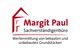 Logo von "Margit Paul Sachverständigenbüro" für Immobilienbewertung, rotes Haus-Symbol.