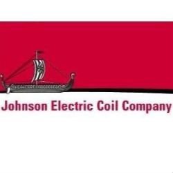 Logo of Johnson Electric Coil Company with a Viking ship on a red background.