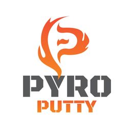 Pyro Putty logo: Stylized orange flame forming a 'P' with bold gray and orange text underneath.