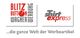 Logos von Blitz Button Wagner und Shirt Express mit Slogan: "...die ganze Welt der Werbeartikel"