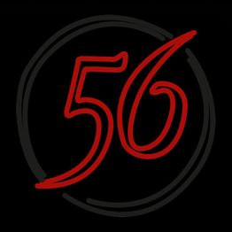 Numero 56 in rosso su sfondo nero, circondato da un cerchio grigio.
