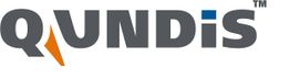 Logo von QUNDIS mit grauen Buchstaben und orange-blauem Akzent.