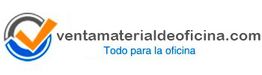 Logo de ventamaterialdeoficina.com con lema "Todo para la oficina" y un símbolo azul y naranja.