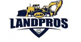 Yellow construction equipment above the text "J&M Landpros LLC" in bold letters.
