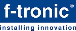 Logo von f-tronic in Blau, darunter der Slogan "installing innovation" auf weißem Hintergrund.
