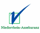 Logo der Niederrhein-Assekuranz mit blauem Haken und grünem Rahmen.